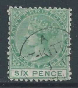 St. Christopher #3 Used 6p Queen Victoria - Wmk. 1 - Perf 12 1/2