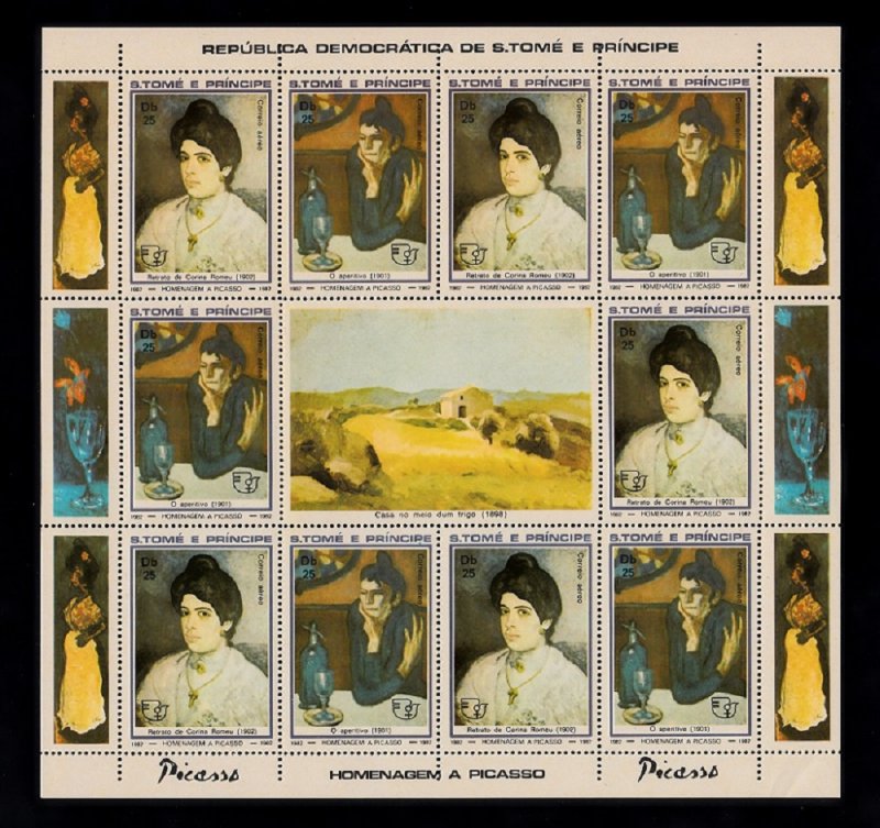 S.TOME E PRINCIPE SC# 684a-b PICASSO sheet of 10   MNH