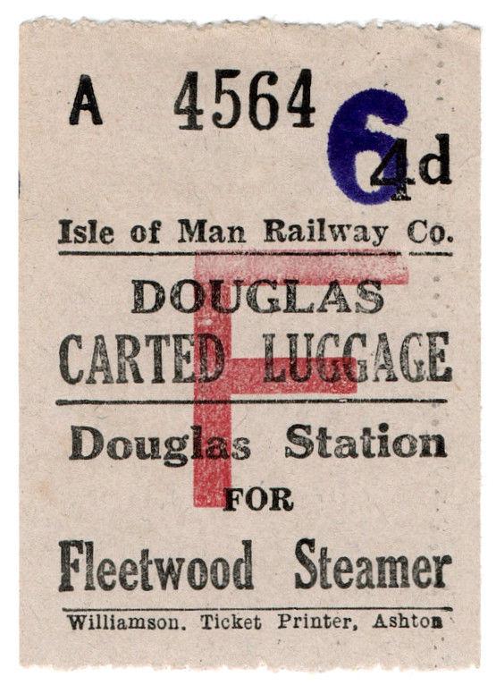 (I.B) Isle of Man Railway : Carted Luggage 6d on 4d OP (Fleetwood Steamer)