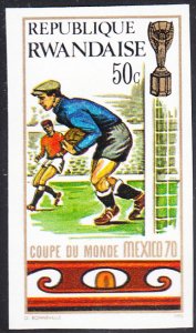 Rwanda 1970 MNH Sc 337 50c World Cup Soccer for Jules Rimet Cup IMPERF