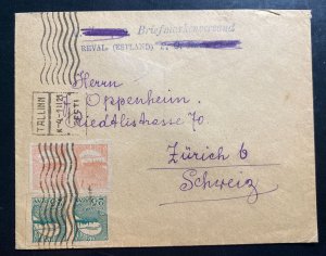 1921 Tallinn Estonia Imperf Stamps Cover To Zurich Switzerland