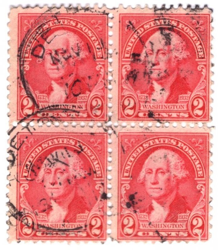 United States Scott #707  USED Block NH NG, nice fresh (4) stamps.