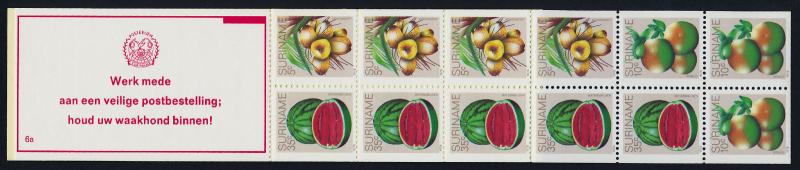 Surinam 510a Booklet 6ap MNH Coconuts, Oranges, Watermelon