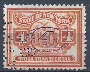 State of New York Stock Transfer Tax 4 Cents Used