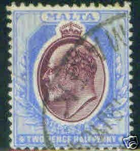 Malta Scott 24 used King Edward 2.5p CV $5.25