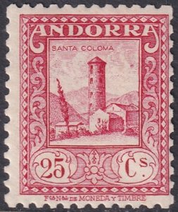 Andorra Spanish 1931 Sc 18a MH* perf 11.5