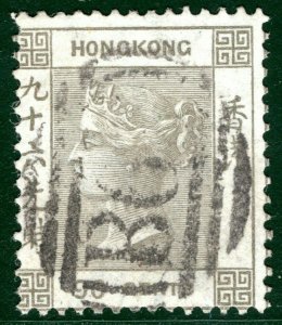 HONG KONG QV High Value SG.19 96c Brownish Grey (1865) Used Cat £75 SBLUE4