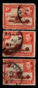 Three 1941 Kenya, Uganda & Tanzania Scott #- 69a 10 Cent Lake Naivasha Used