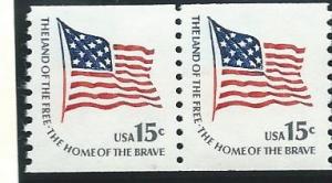 US#1618C Flag Coil  Pair  (MNH) CV $1.50