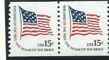 US#1618C Flag Coil  Pair  (MNH) CV $1.50