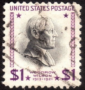 1938, US $1, Woodrow Wilson, Used, Sc 832