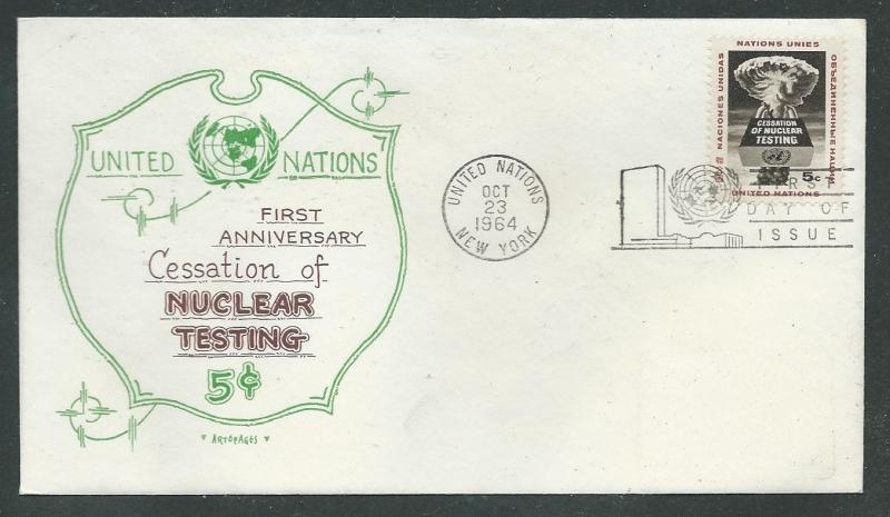 U. N. Scott 133 Artopages FDC Cessation of Nuclear Testing