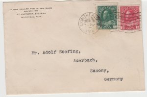 CANADA cover # 125,127 coil Montreal, 18 March 1914 to Germany