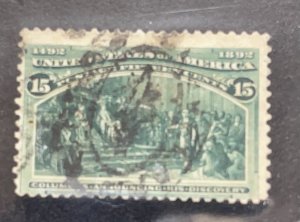 US 1896 Columbian 15c #238 off center fancy cancel used