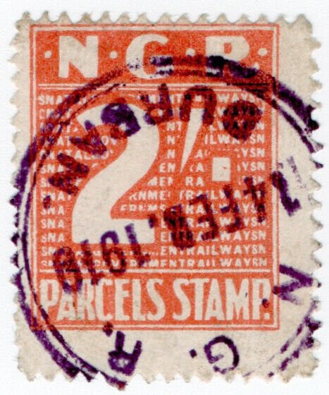 (I.B) Natal Government Railways : Parcel Stamp 6d (Durban)