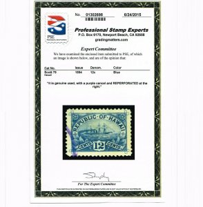 GENUINE HAWAII SCOTT #78 VF-XF USED 1894 BLUE PSE CERT S.S. ARAWA PURPLE CANCEL