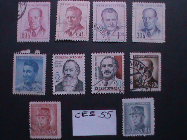 ​CZECHOSLOVAKIA 10 DIFFERENTS-FAMOUS PERSONS -USED STAMPS- VERY FINE- CES-55