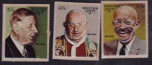 Bhutan 1972 Famous Men (6) Kennedy, Gandhi, Pope John XVIII Plastic Molded set