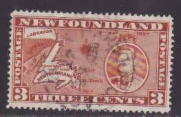 Newfoundland-Sc#234- id17-used 3c Maps-Die I-dated Dec 15 1937-