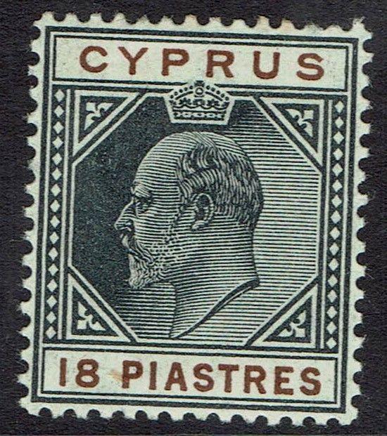 CYPRUS 1904 KEVII 18PI WMK MULTI CROWN CA