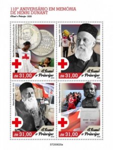 St Thomas - 2020 Henry Dunant Red Cross - 4 Stamp Sheet - ST200620a