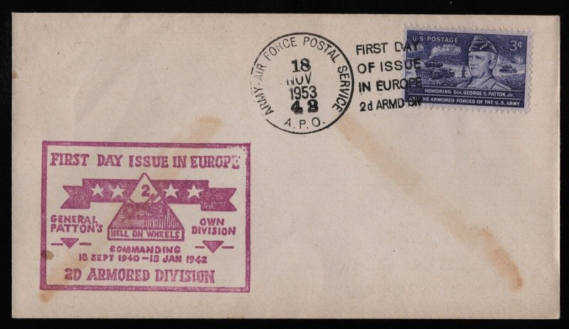 #1026 3c General George S Patton, FDOI in Europe **ANY 5=FREE SHIPPING**
