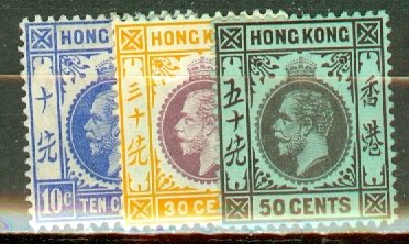 JC: Hong Kong 109-119, 119a, 125 mint CV $307; scan shows only a few