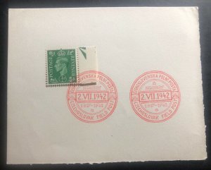 1942 Czechoslovakia Forces Field post Office In England Sheet Cover