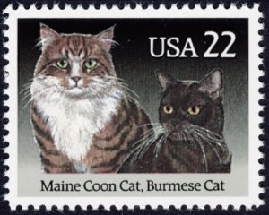 U.S. #2374 22c MNH (Cats - Maine Coon, Burmese)