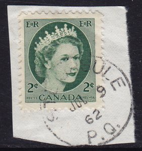 Canada - 1954 - Scott #338 - used on piece - STE-URSULE P.Q.. pmk