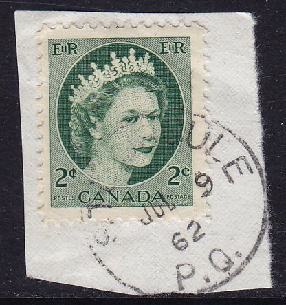 Canada - 1954 - Scott #338 - used on piece - STE-URSULE P.Q.. pmk