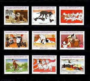 GRENADA - 1987 - DISNEY - 101 DALMATIANS - DOGS - ANIMAL STORIES  MINT SET OF 9!