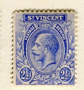 ST. VINCENT; 1921 early GV issue fine Mint hinged 2.5d. value