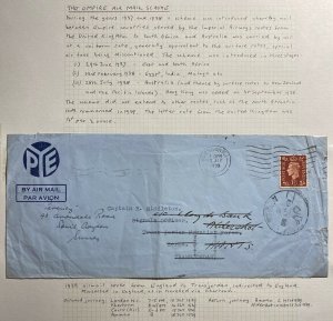 1938 London England Airmail Commercial Cover To Zerka Transjordan Via Khartoum