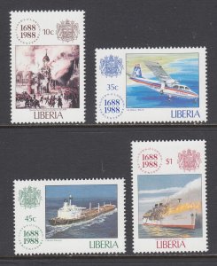 Liberia Sc 1101-1104 MNH. 1988 Lloyd's of London Disasters, complete set, VF