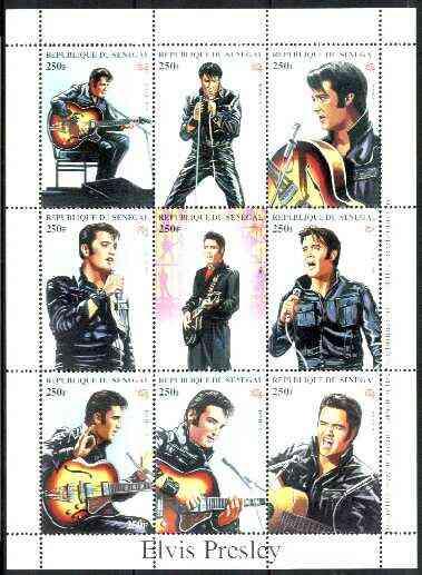 Senegal 1998 Elvis Presley perf sheetlet containing set o...