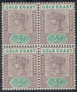 GOLD COAST 1898 QV KEY TYPE 1/2D MNH ** BLOCK 