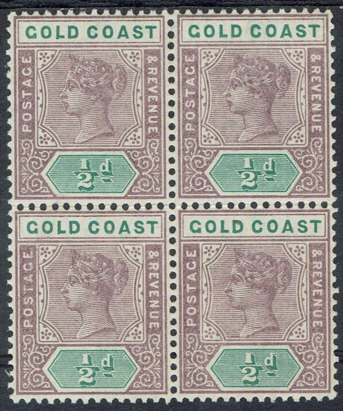 GOLD COAST 1898 QV KEY TYPE 1/2D MNH ** BLOCK 