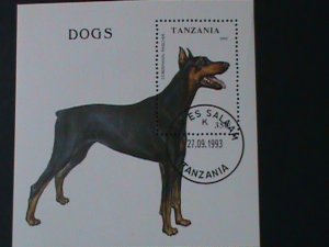 ​TANZANIA-1993-SC#1151 LOVELY DOBERMAN PINSCHER DOG-CTO--S/S-VF FANCY CANCEL