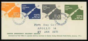 England Exeter Emergency Post National Strike 1971 Apollo 14 FDC First Day Cover
