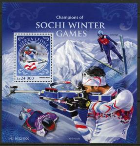 SIERRA LEONE 2016 CHAMPIONS OF THE SOCHI WINTER OLYMPIC GAMES S/S  MINT NH