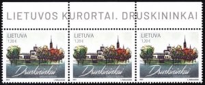 LITHUANIA 2023-12 Health: Resort Druskininkai. Painting. Top STRIP of 3v, MNH