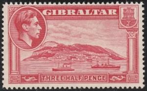 GIBRALTAR 1938-44 GVI 1½d carmine perf 14 fine mint SG123..................65741