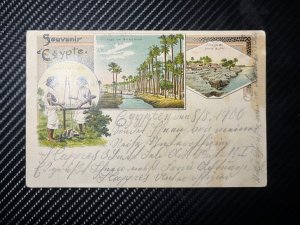 1900 Egypt Souvenir Postcard Cover Suez to Darmstadt Stuttgart Germany