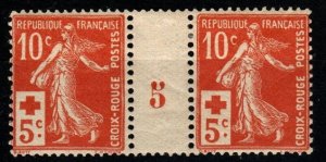 France #B2 F-VF Unused Gutter Pair (X4673)