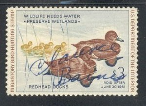 US Stamp #RW27 Hunter Signed Fabulous Family of Redhead Ducks