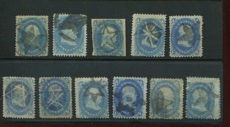 63 & 92 Franklin Used Star Cancel Selection of 11 Stamps (Stock By 6)