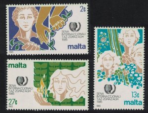 Malta Intl Youth Year 3v 1985 MNH SG#756-758