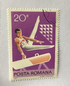 Romania 1977 Scott 2731 CTO - 20b,  Gymnasts,  Man on Pommel horse