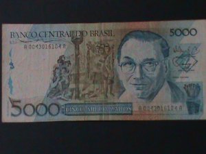 ​BRAZIL-1988-CENTRAL BANK- $5000 CRUZEIROS CIR-VERY FINE-HARD TO FIND